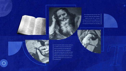 A prophet and an open Bible with a Bible verse and a portion of article text to the sides to represent the importance of teaching.