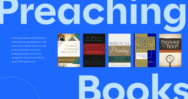 An image with the words Preaching Books and some text from the article along with covers of fives of the books mentioned in the article