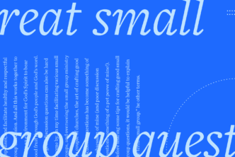 The phrase Great small group questions in large script font with a portion of the article against the Logos blue background.