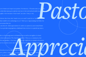 The words Pastor Appreciation in large script font with a portion of the article text in the background.
