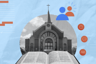 An image of a Seventh-day Adventist church with an open Bible to represent the importance of SDA history, beliefs, and key leaders.