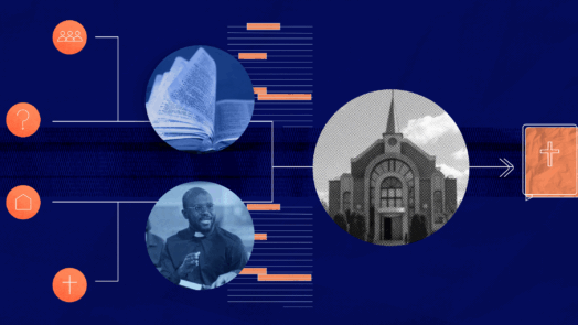 A collage of images including a pastor, a church, and an open bible to represent how pastors can help their church.