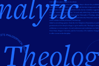The words Analytic Theology in large script font with a portion of the article text in the background.