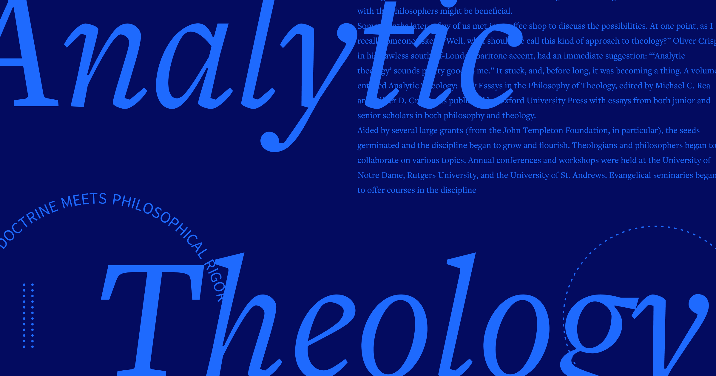 The words Analytic Theology in large script font with a portion of the article text in the background.
