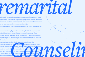 The words Premartital Counseling in large script font with an excerpt from the article in the background.