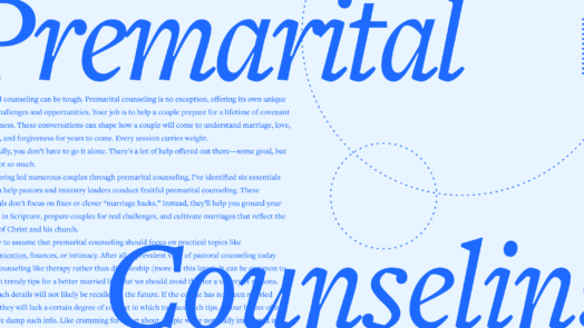 The words Premartital Counseling in large script font with an excerpt from the article in the background.