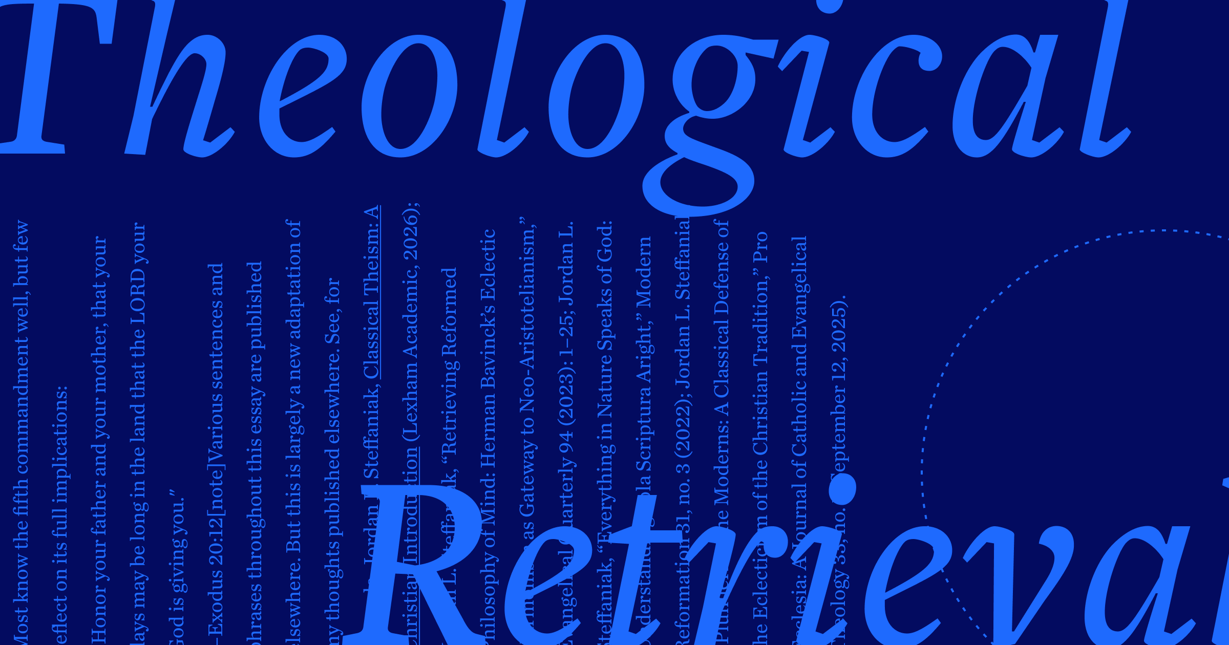The phrase Theological Retrieval in large script font with an excerpt from the article in the background.