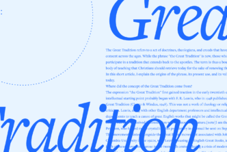 The words Great Tradition in large script font with a portion of the article text in the background.