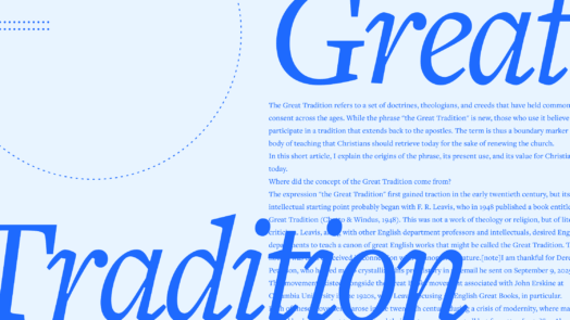 The words Great Tradition in large script font with a portion of the article text in the background.
