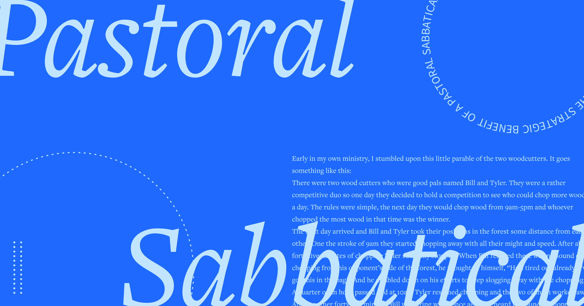 The words Pastoral Sabbatical in large script font with an excerpt from the article in the background.
