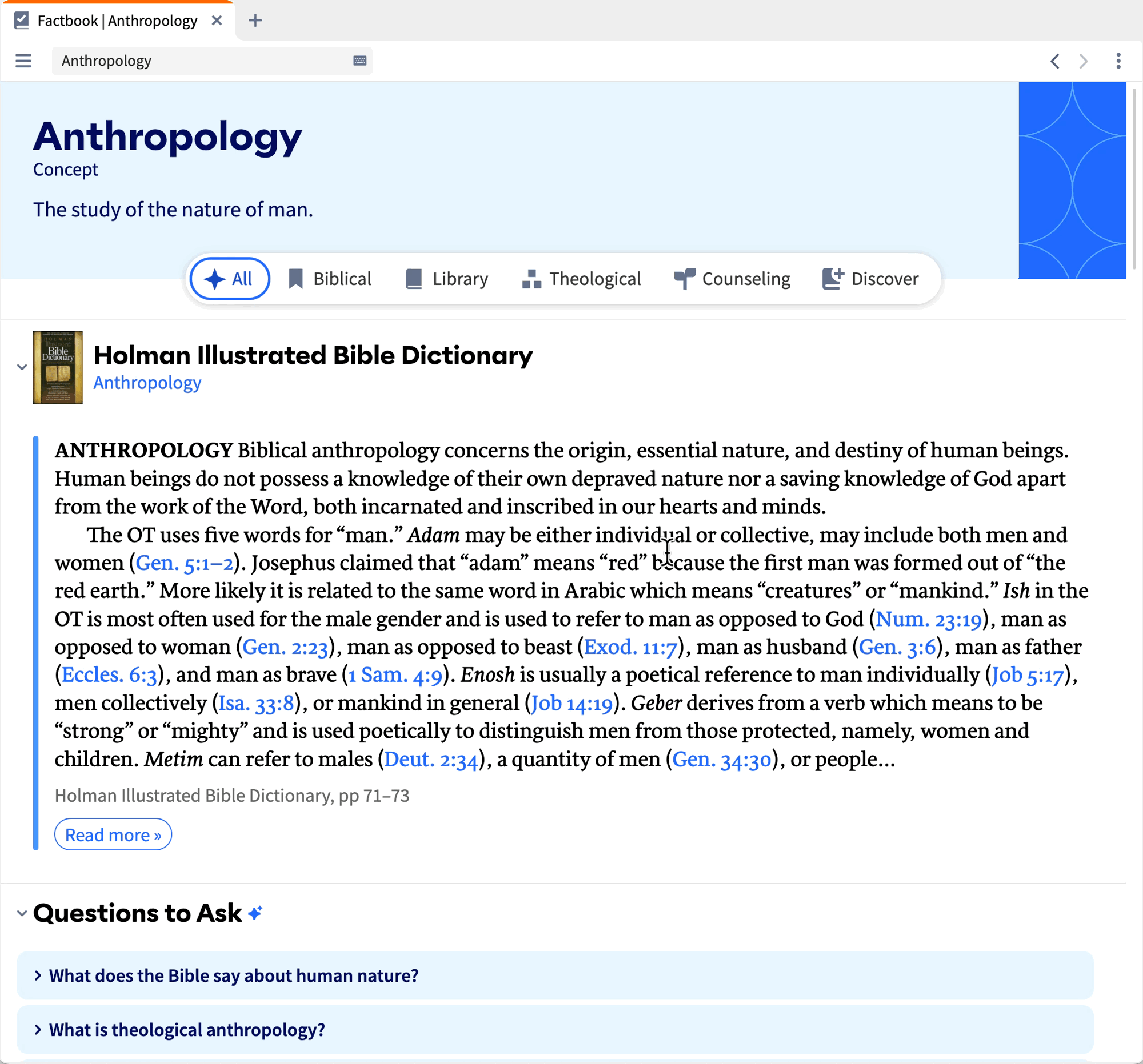 Logos's Factbook on anthropology.