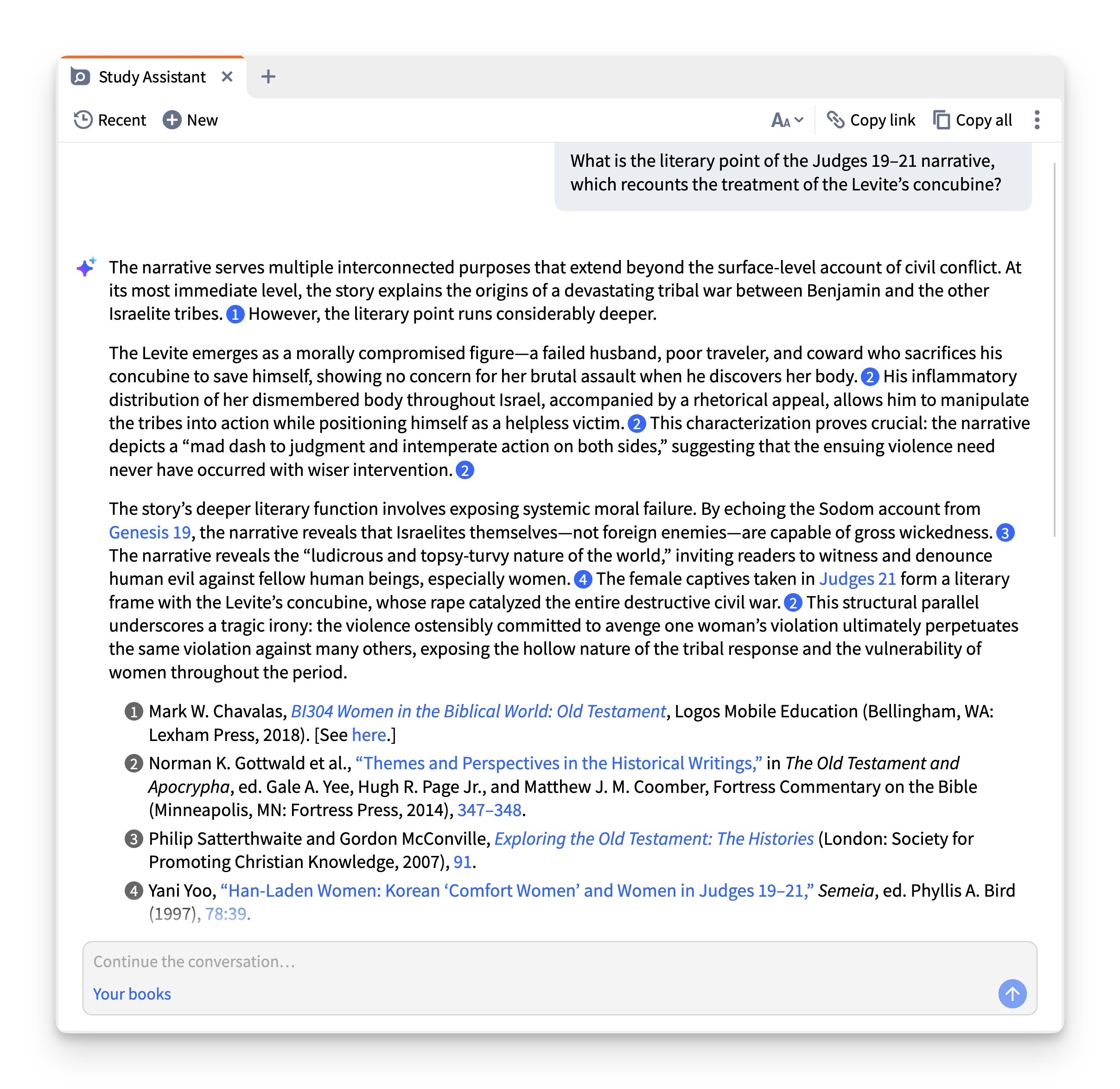 Logos's Study Assistant on the point of Judges 19–21.