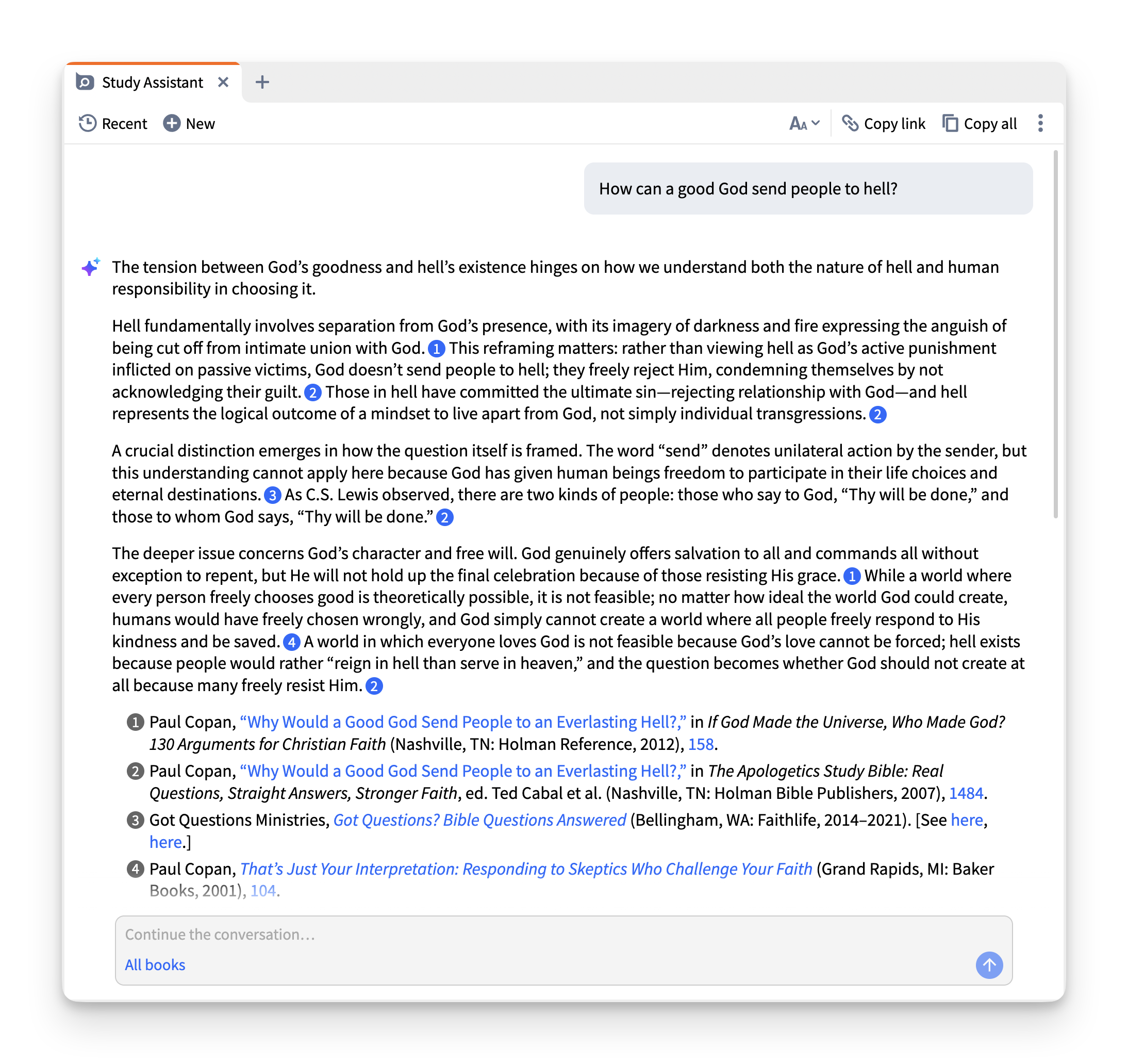 Logos's Study Assistant on hell.