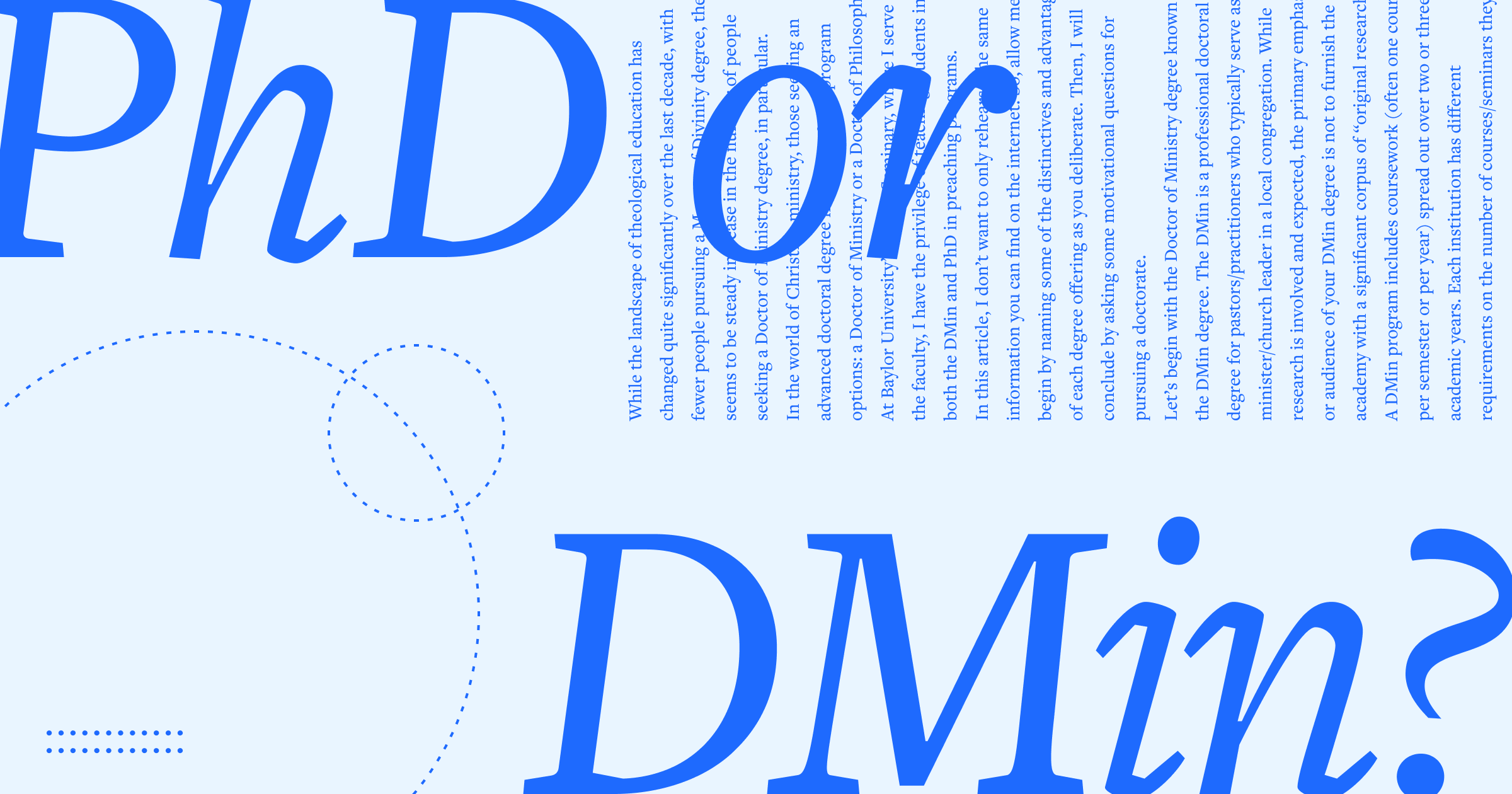 PhD or DMin? in large text along with text from the article
