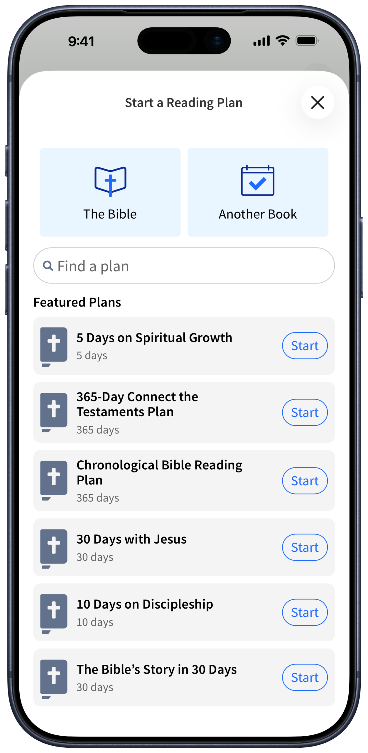 Reading Plan Wizard in Logos's mobile app