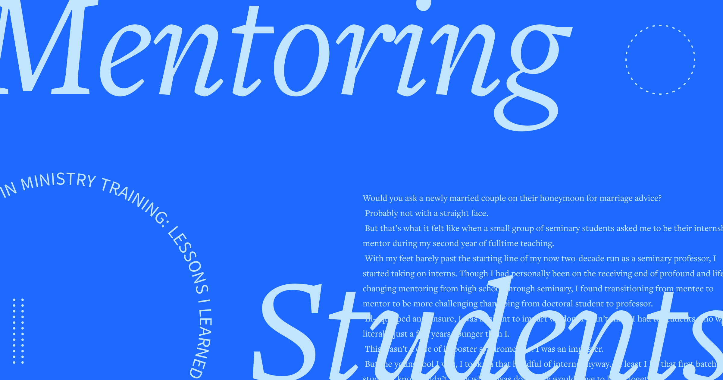 Mentoring Seminary Students: 5 Lessons Learned After 2 Decades